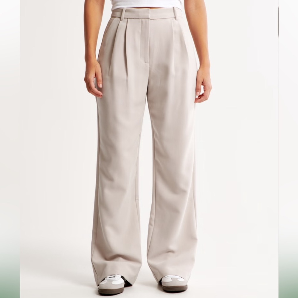 Abercrombie & Fitch Cream Wide-Leg Trousers
